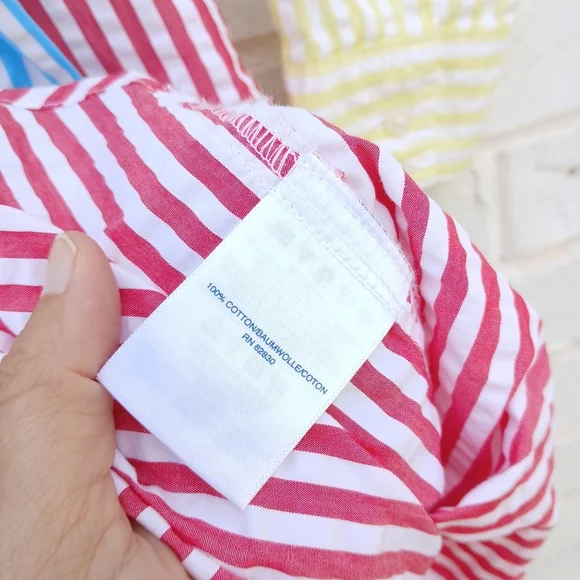 Lands' End Seersucker Colorblock Shirt Dress - Picture 7 of 9